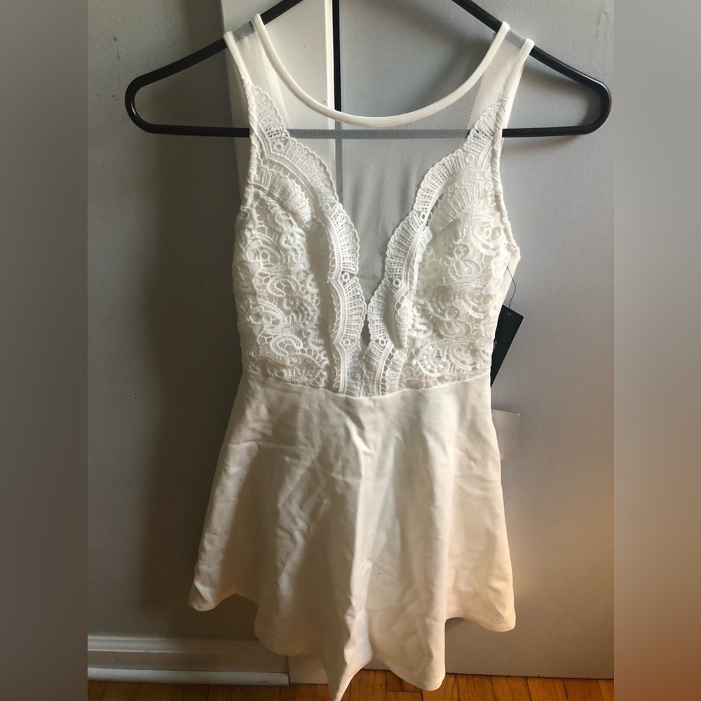 NWT Lulus white embroidered top skater dress